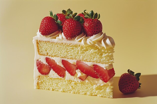 Strawberry Cake Piece Captured in a Photo