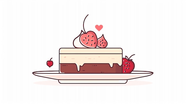 a strawberry cake with hearts and a heart shaped strawberry