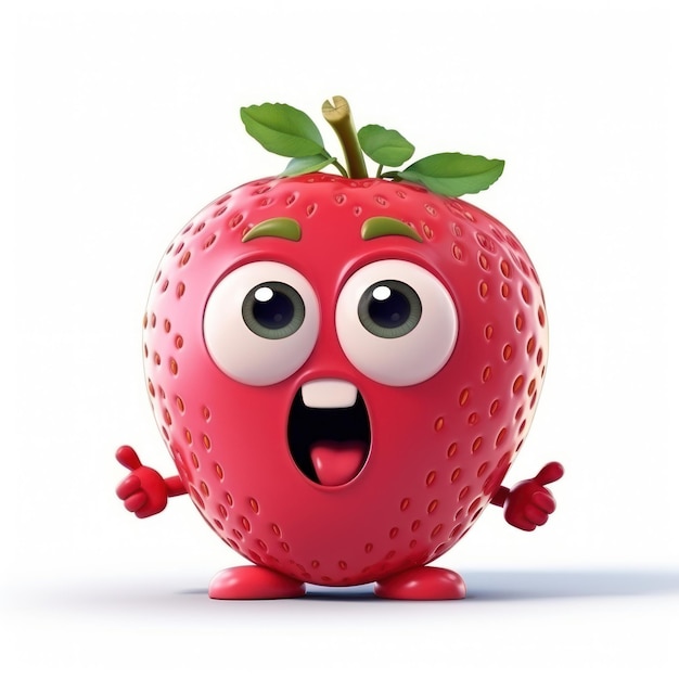 Strawberry character cartoon fruit plant