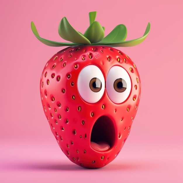 Strawberry character cartoon fruit plant