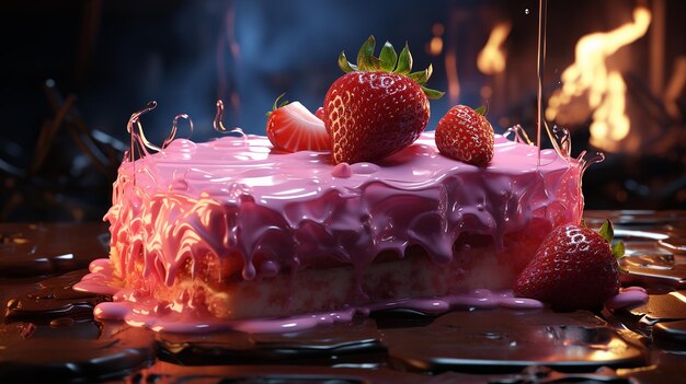 Strawberry Cheesecake Glowing Stylized Delight