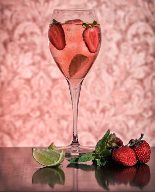 Strawberry cocktail with crushed ice