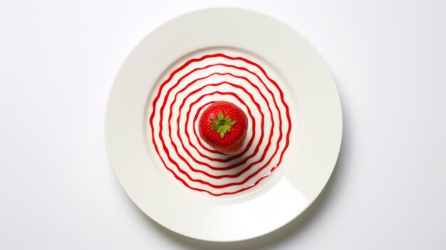 Strawberry Cream Optical Illusion Plate With Minimalist Design