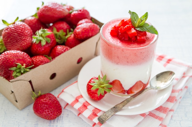 Strawberry dessert in glasses