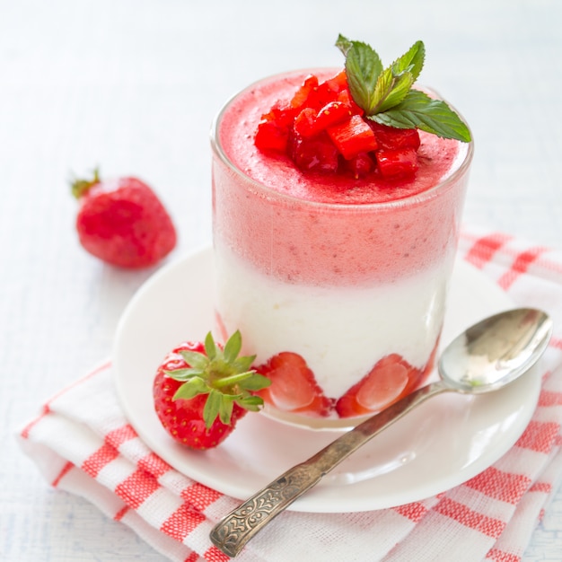 Strawberry dessert in glasses