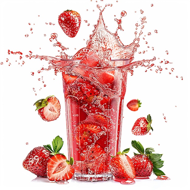 a strawberry drink with the word strawberry on it