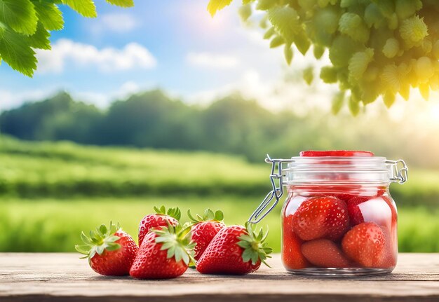 Strawberry fields and strawberry jar background