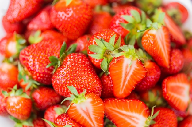 Strawberry fresh organic berries macro Fruit background healthy vitamin food concept