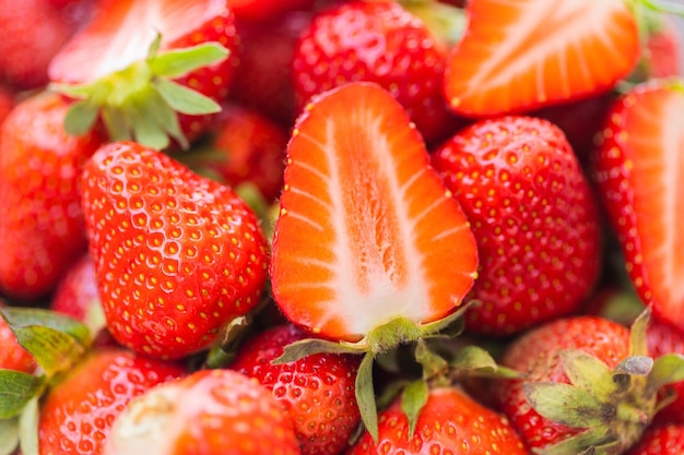 Strawberry fresh organic berries macro Fruit background healthy vitamin food concept