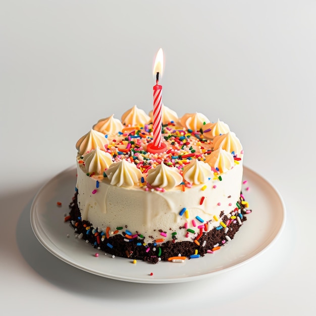 Strawberry ice cream cake on white background