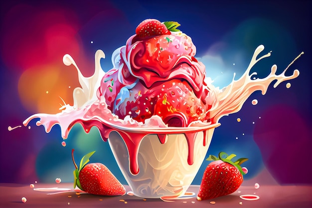 Strawberry ice cream Generative AI Generative AI