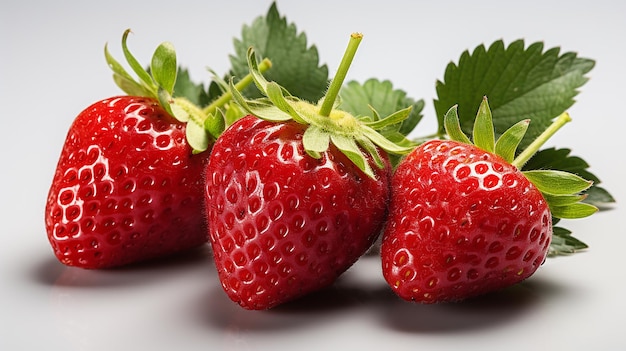 Strawberry isolated Strawberries with leaf isolate Whole and half of strawberry on white