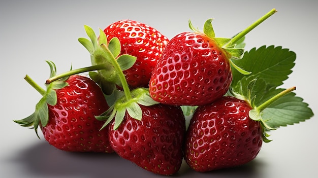 Strawberry isolated Strawberries with leaf isolate Whole and half of strawberry on white