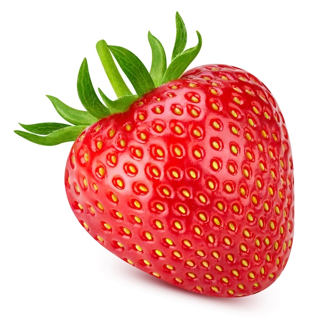 Strawberry isolated on white background. Strawberry fruit clipping path. Strawberry half macro