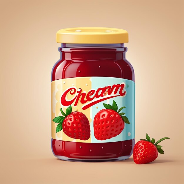 Strawberry Jam Cartoon Vector Icon Illustration Food Object Icon Concept Isolated Premium Vector Flat Cartoon Style