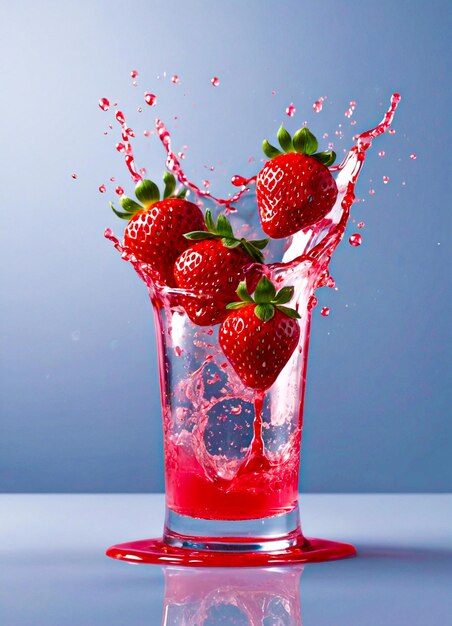 Photo strawberry juice splashes isolated against a clear background generative ai