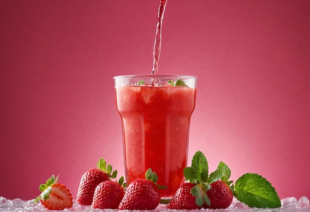 Strawberry juice with berries and mint