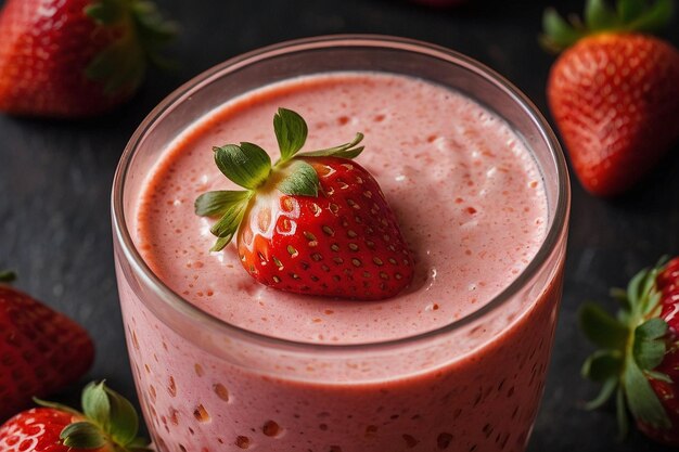 Photo strawberry lassi with fresh strawberries