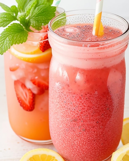 STRAWBERRY LEMONADE WITH CHIA SEEDS