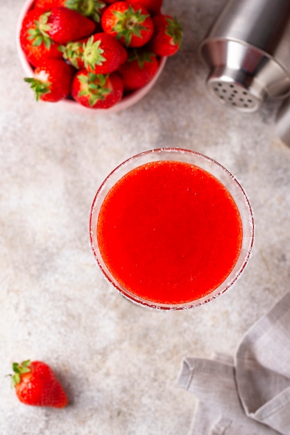 Strawberry Margarita cocktail in glass