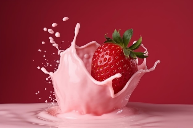 Strawberry milk splash Generate Ai