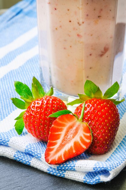 Strawberry milkshake in a glass