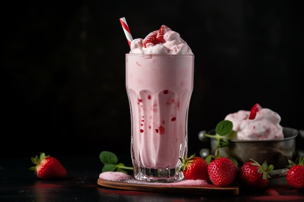 Strawberry milkshakes in disposable