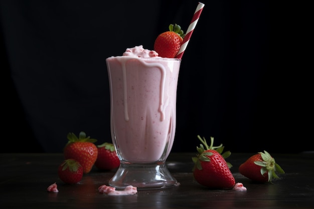 Strawberry milkshakes in disposable