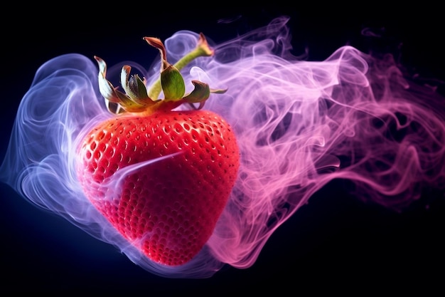 strawberry neon wave color smoke background