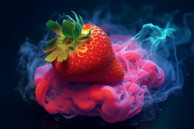 strawberry neon wave color smoke background