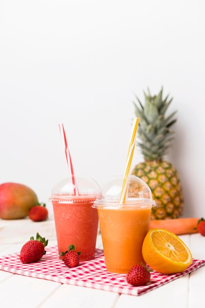 Strawberry and orange smoothies