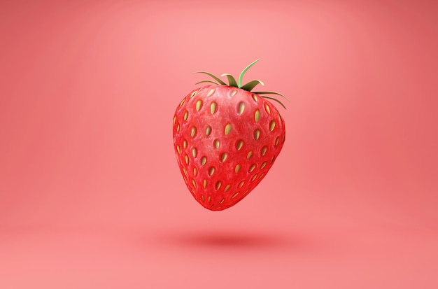 Strawberry on pink studio background