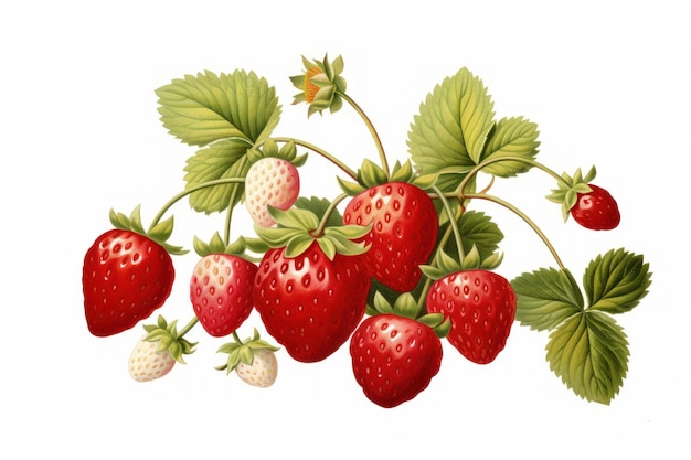 Strawberry plant fruit food white background