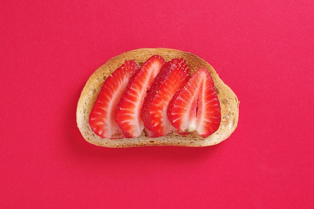 Strawberry sandwich on red