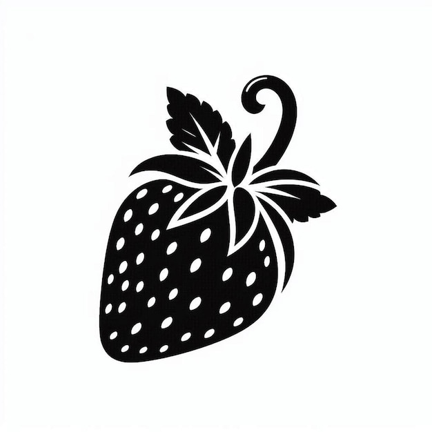 Photo strawberry silhouette vector style with white background