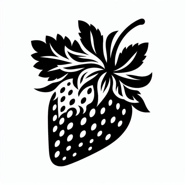 Photo strawberry silhouette vector style with white background