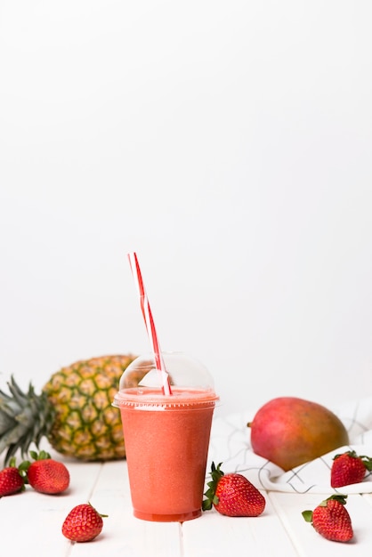 Strawberry smoothie in cup