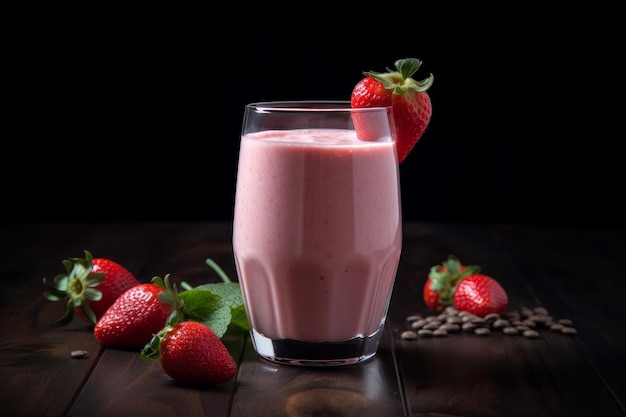 Strawberry smoothie table Generate Ai