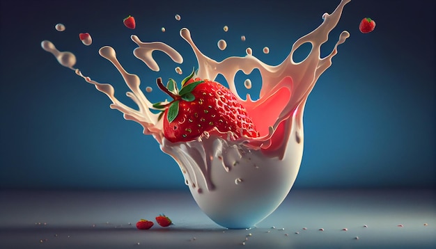 Strawberry splashing into a cupgenerative ai