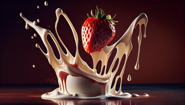 Strawberry splashing into a cupgenerative ai