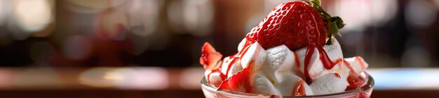 Photo strawberry sundae a sweet and delightful treat