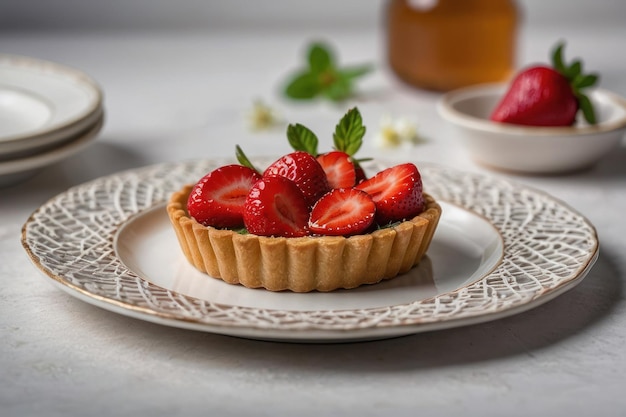 Strawberry Tart on Elegant Plate