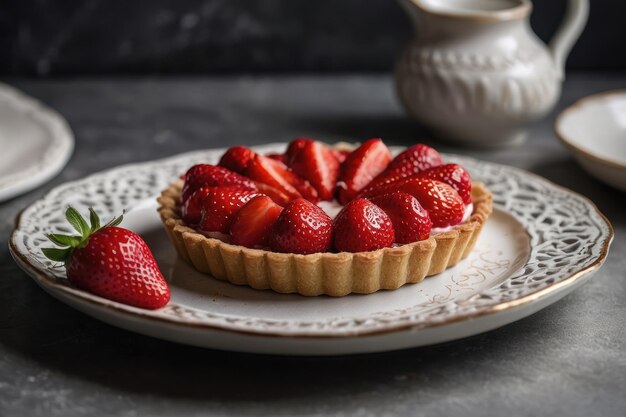 Strawberry Tart on Elegant Plate