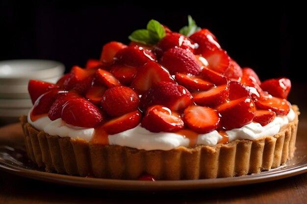 Strawberry tart on a plate