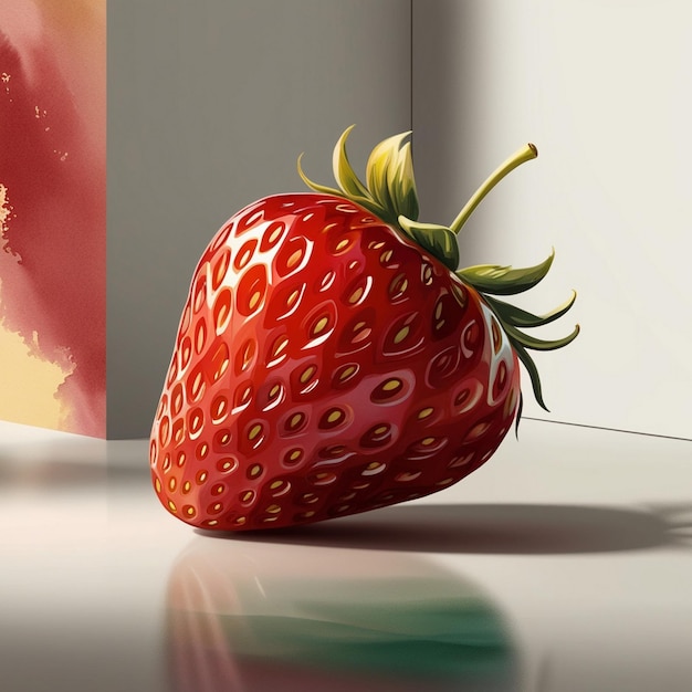 a strawberry that is on a table