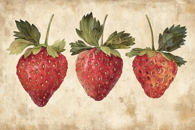 Photo strawberry vintage botanical art print