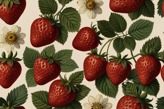 Photo strawberry vintage botanical art print