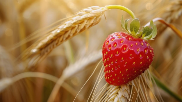 Strawberry on wheat Generative AI