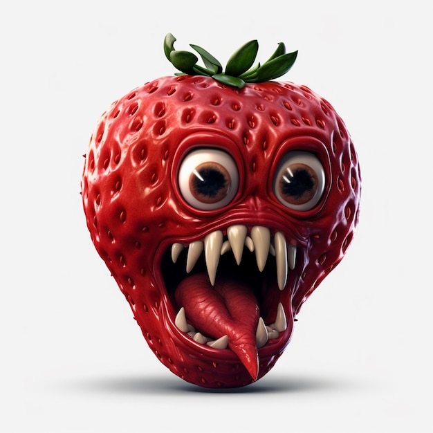 Strawberry with eyes and smiling