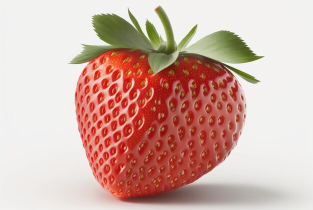 Strawberry with leaves isolated on white background generative ai